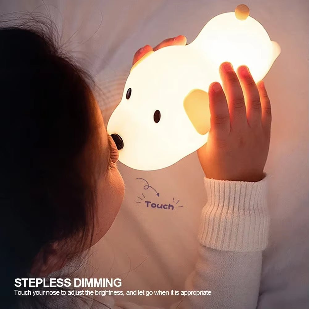 Cute Puppy Dog Touch Senor Night Light Silicone Dimmable Atmosphere Lamp Children Kids Holiday Gift Sleeping Bedroom Night Lamps - Malachi Wallace boutique