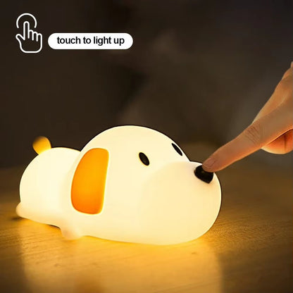 Cute Puppy Dog Touch Senor Night Light Silicone Dimmable Atmosphere Lamp Children Kids Holiday Gift Sleeping Bedroom Night Lamps - Malachi Wallace boutique