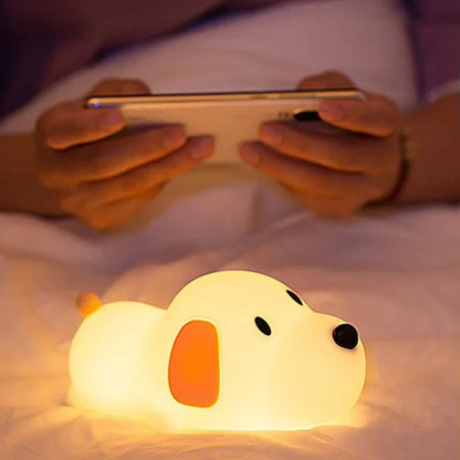 Cute Puppy Dog Touch Senor Night Light Silicone Dimmable Atmosphere Lamp Children Kids Holiday Gift Sleeping Bedroom Night Lamps - Malachi Wallace boutique