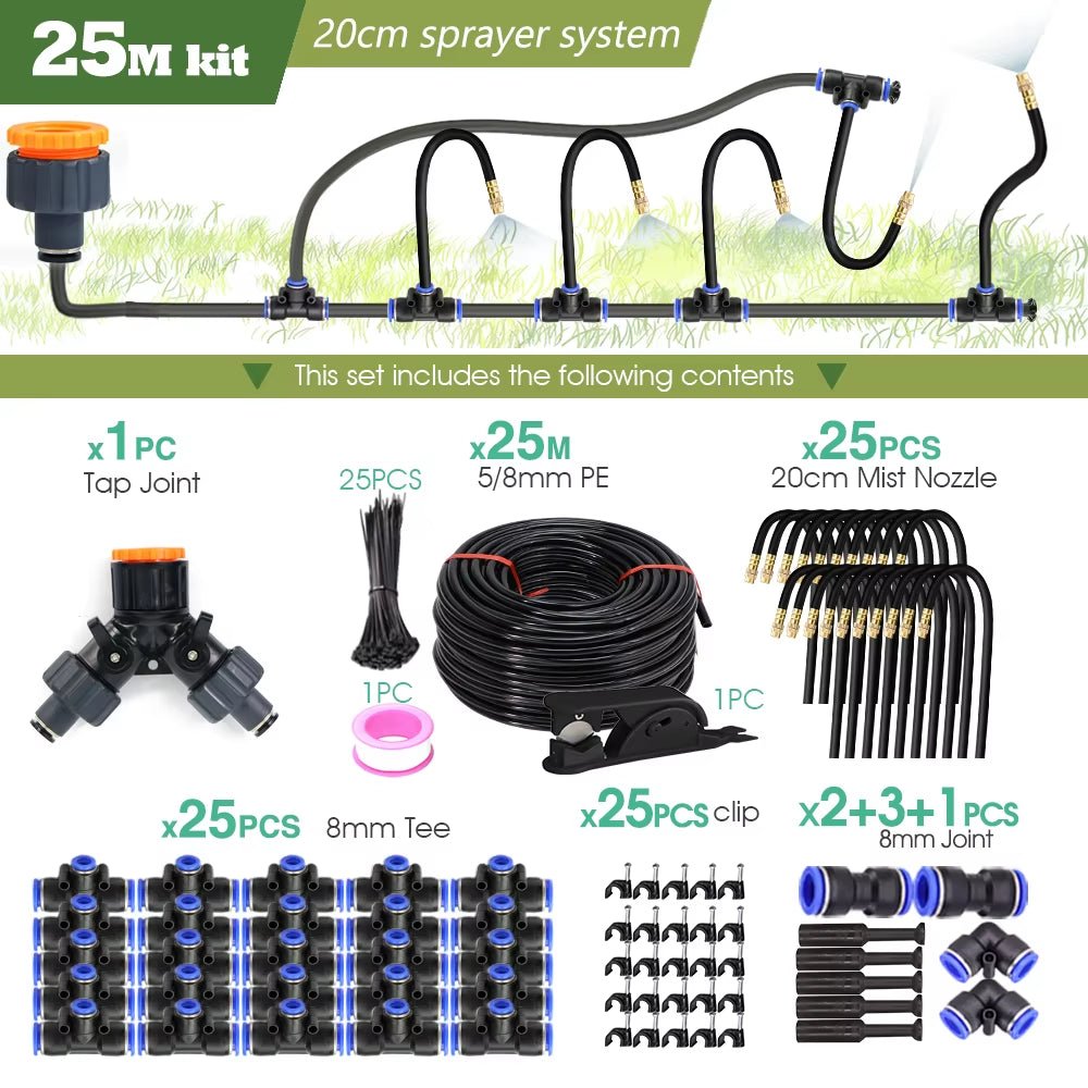 DIY 30M-5M Universal Sprayer Kit – Patio Misting & Cooling System for Garden Irrigation - Malachi Wallace boutique