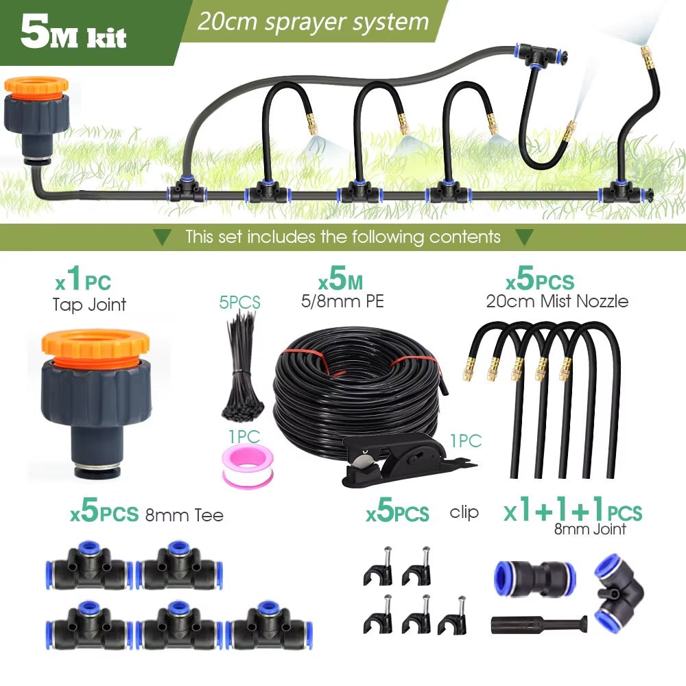 DIY 30M-5M Universal Sprayer Kit – Patio Misting & Cooling System for Garden Irrigation - Malachi Wallace boutique