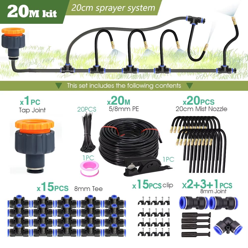 DIY 30M-5M Universal Sprayer Kit – Patio Misting & Cooling System for Garden Irrigation - Malachi Wallace boutique