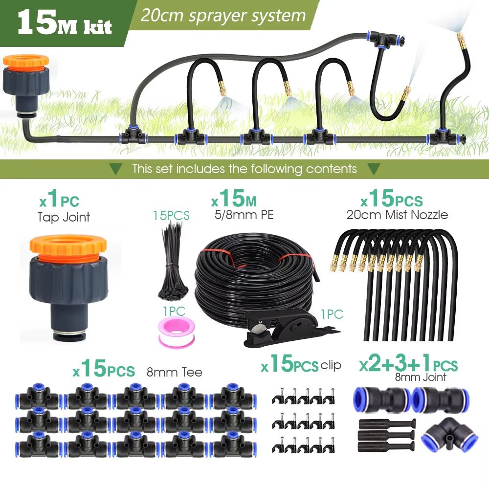DIY 30M-5M Universal Sprayer Kit – Patio Misting & Cooling System for Garden Irrigation - Malachi Wallace boutique