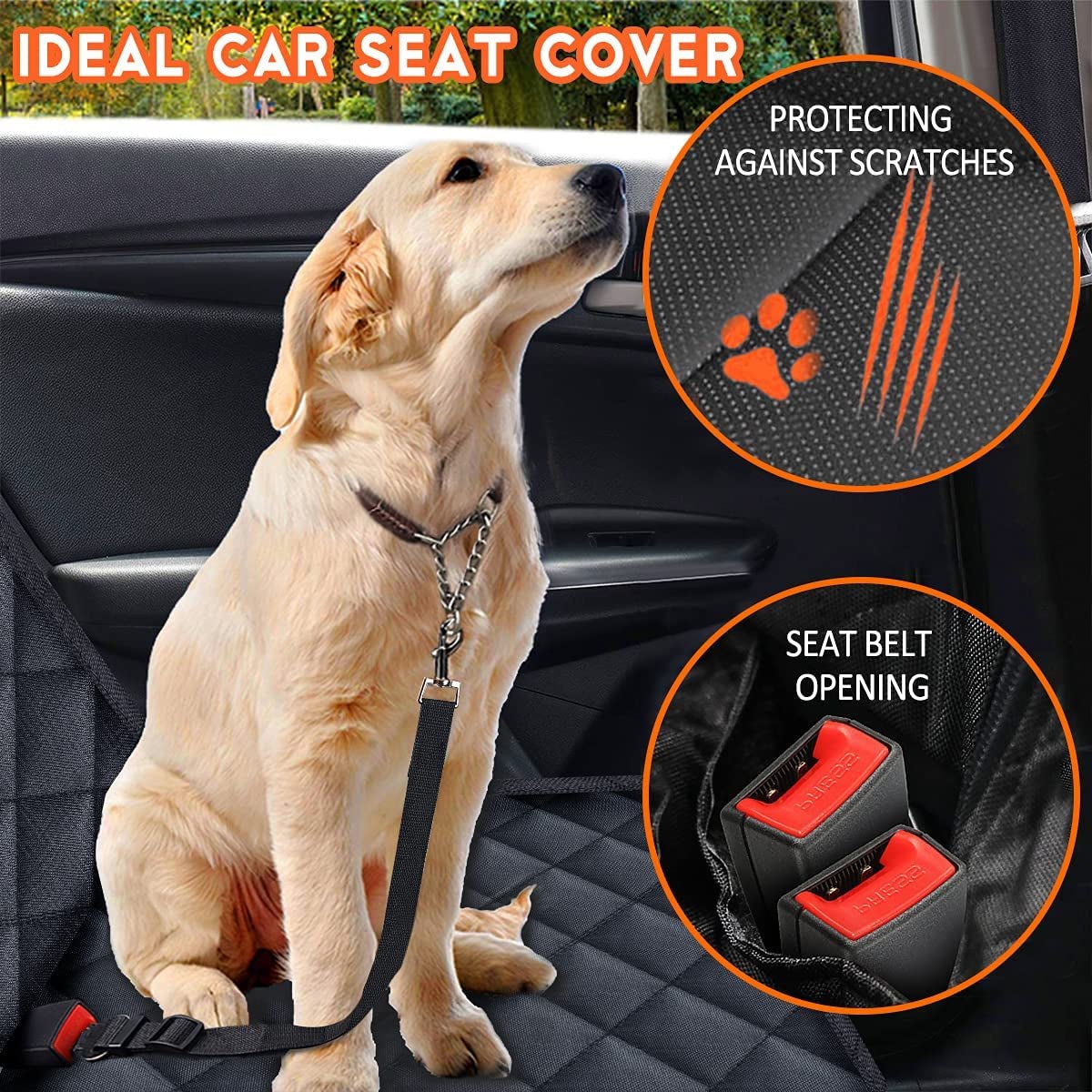 Dog Car Seat Cover, Back Seat Cover for Dogs Pet Car Seat Protector Waterproof Bench Car Seat Cover, Non-Slip Reat Seat Cover Fits Middle Armrest for Most Cars Trucks Suvs - Black - Malachi Wallace boutique