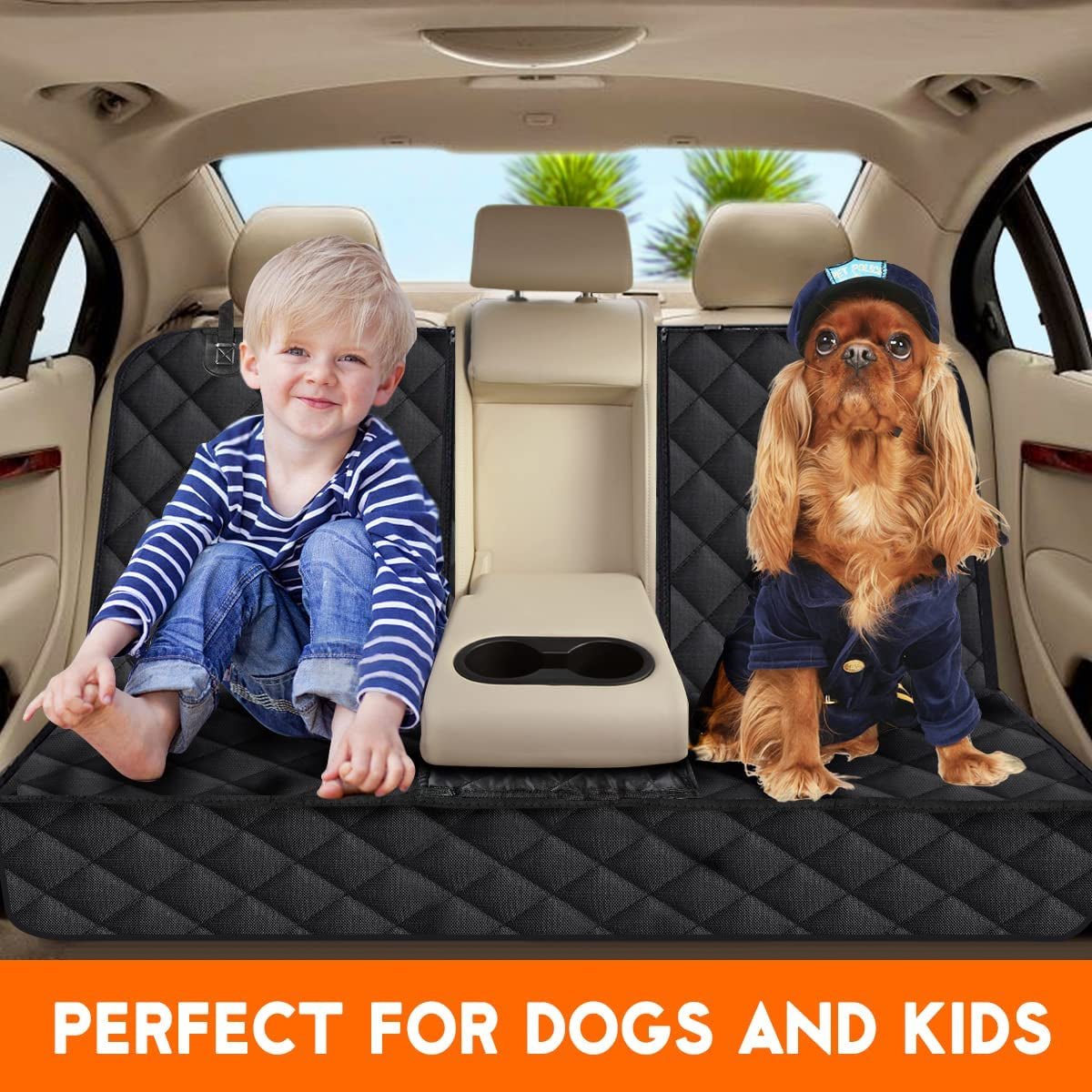 Dog Car Seat Cover, Back Seat Cover for Dogs Pet Car Seat Protector Waterproof Bench Car Seat Cover, Non-Slip Reat Seat Cover Fits Middle Armrest for Most Cars Trucks Suvs - Black - Malachi Wallace boutique