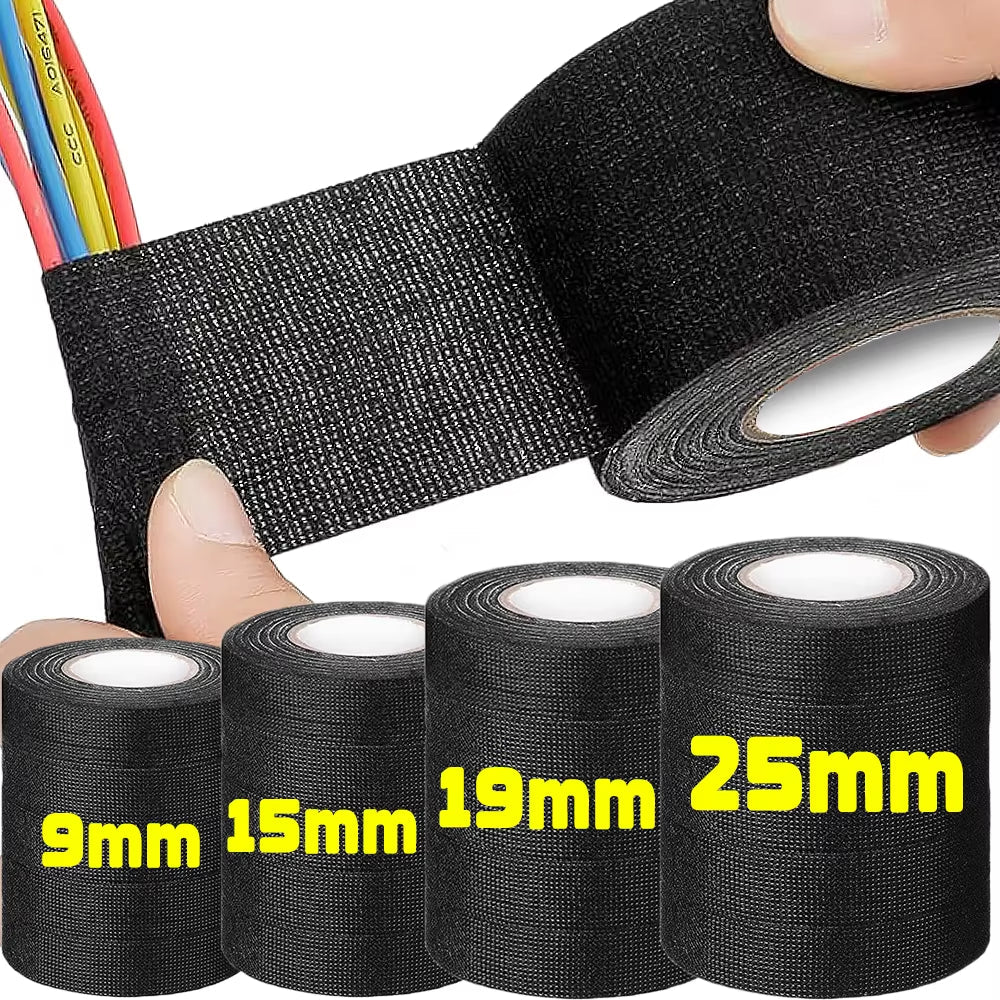Electrical Tape Heat-Resistant Harness Bundle Insulation Auto Wiring Fabric Cloth Wrap Waterproof Cable Organizer Adhesive Tapes - Malachi Wallace boutique