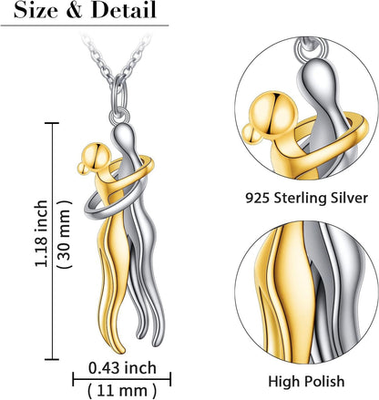 Hug Couple Necklace 925 Sterling Silver Hugging Couples Pendant Jewelry Gifts - Malachi Wallace boutique