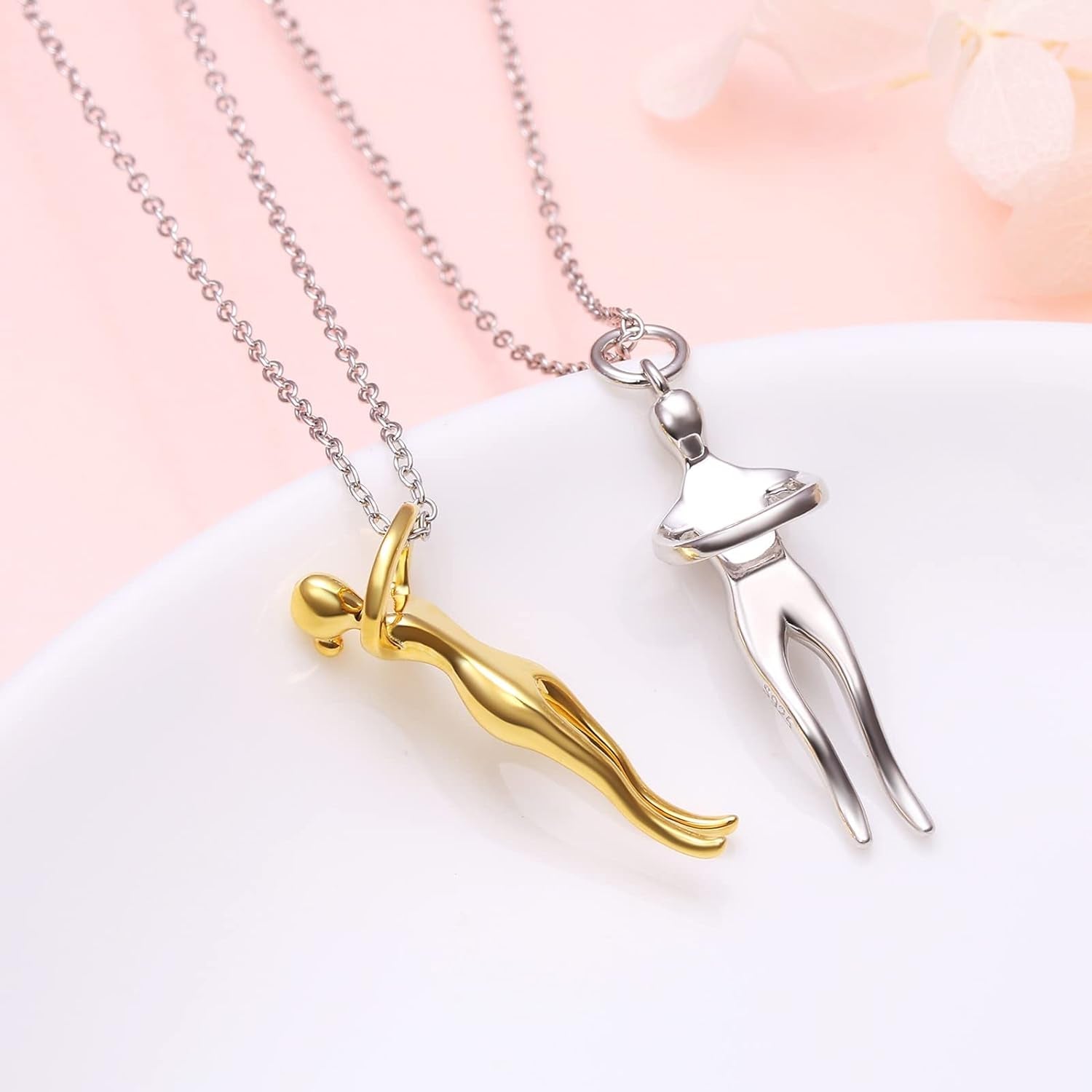 Hug Couple Necklace 925 Sterling Silver Hugging Couples Pendant Jewelry Gifts - Malachi Wallace boutique
