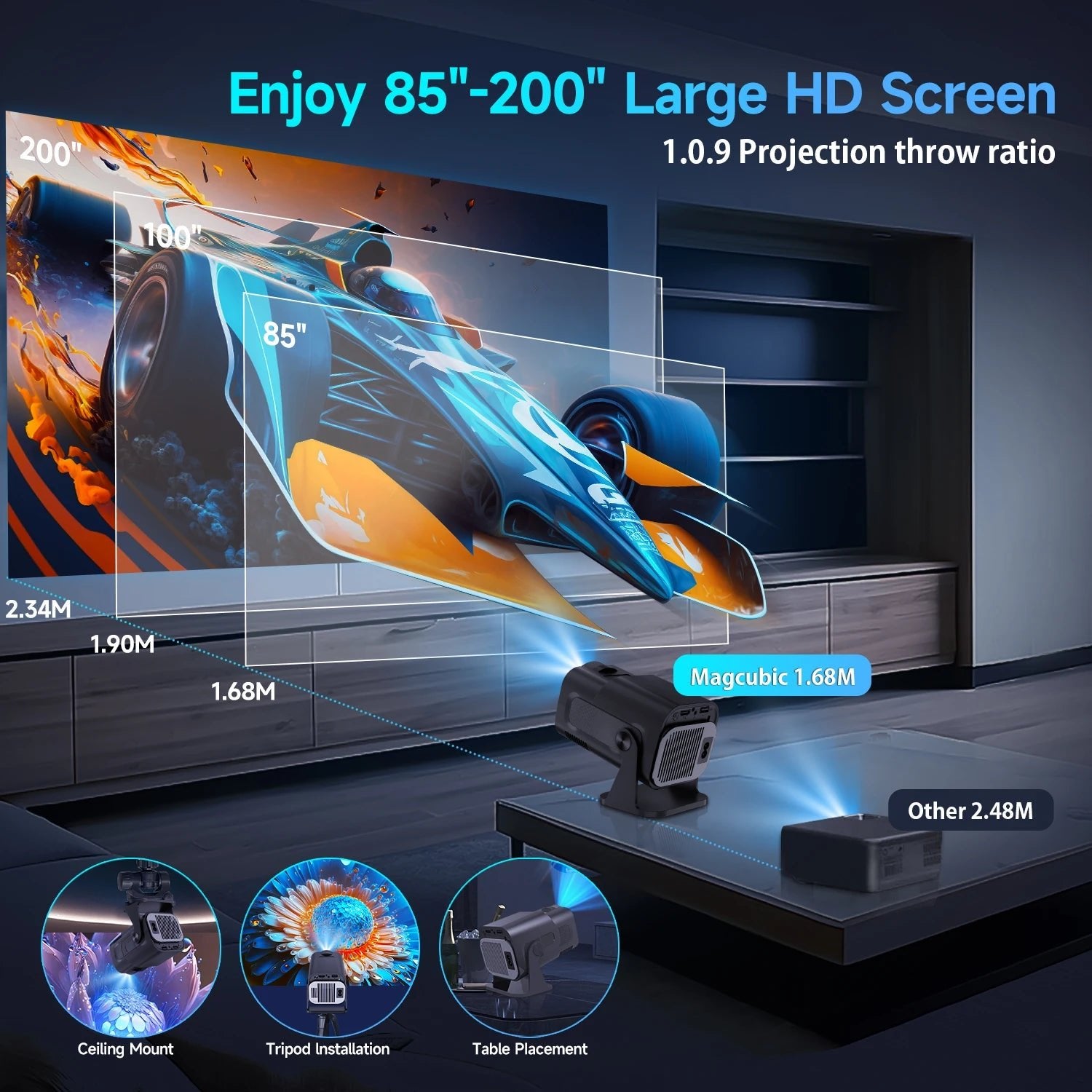 HY320 Mini Newly Native 720P Android 11 4K Projector 300ANSI Wifi6 BT5.0 Cinema Outdoor Portable 180° Rotable Projector - Malachi Wallace boutique