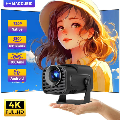 HY320 Mini Newly Native 720P Android 11 4K Projector 300ANSI Wifi6 BT5.0 Cinema Outdoor Portable 180° Rotable Projector - Malachi Wallace boutique