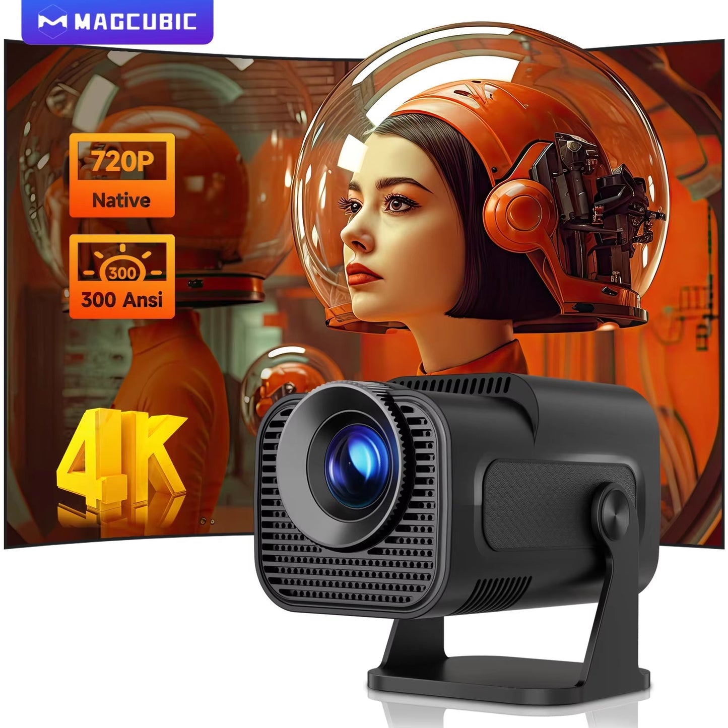 HY320 Mini Newly Native 720P Android 11 4K Projector 300ANSI Wifi6 BT5.0 Cinema Outdoor Portable 180° Rotable Projector - Malachi Wallace boutique