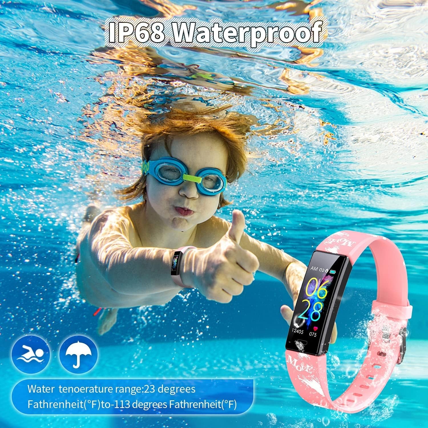 Kids Watch Fitness Tracker, Fitness Watches for Kids, Activity Tracker with Pedometers, Stopwatch, IP68 Waterproof, 11 Sport Modes Smart Watch for Kids Age 6-16 Years Old - Malachi Wallace boutique