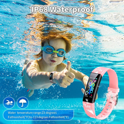 Kids Watch Fitness Tracker, Fitness Watches for Kids, Activity Tracker with Pedometers, Stopwatch, IP68 Waterproof, 11 Sport Modes Smart Watch for Kids Age 6-16 Years Old - Malachi Wallace boutique