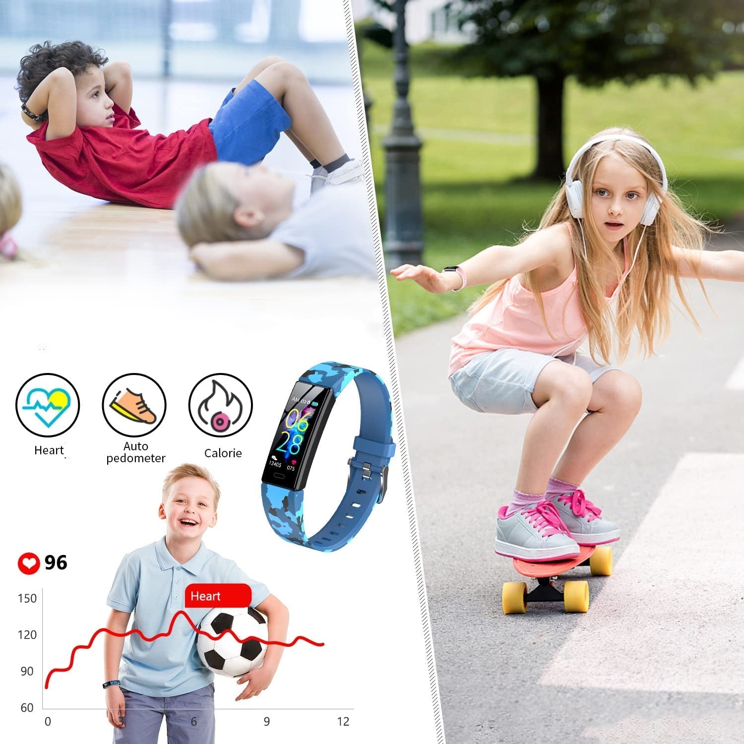 Kids Watch Fitness Tracker, Fitness Watches for Kids, Activity Tracker with Pedometers, Stopwatch, IP68 Waterproof, 11 Sport Modes Smart Watch for Kids Age 6-16 Years Old - Malachi Wallace boutique