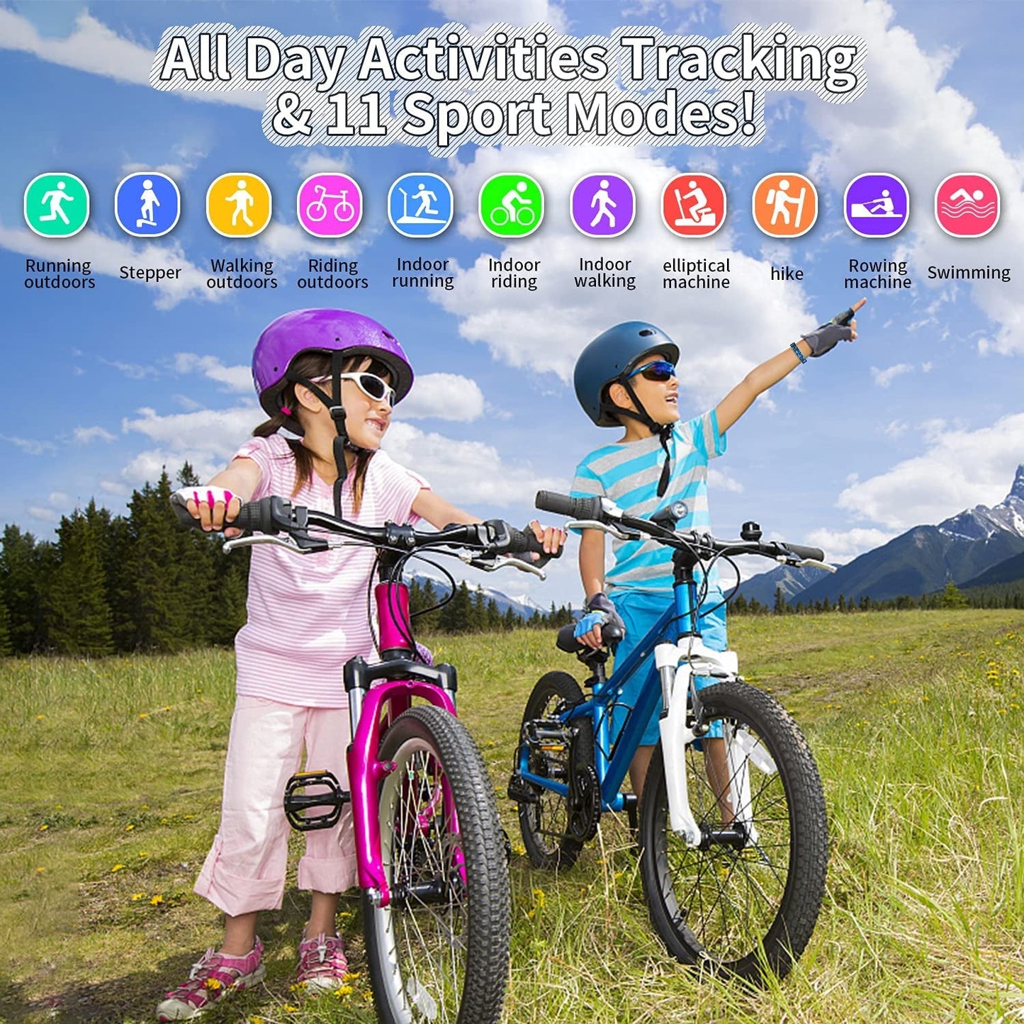 Kids Watch Fitness Tracker, Fitness Watches for Kids, Activity Tracker with Pedometers, Stopwatch, IP68 Waterproof, 11 Sport Modes Smart Watch for Kids Age 6-16 Years Old - Malachi Wallace boutique