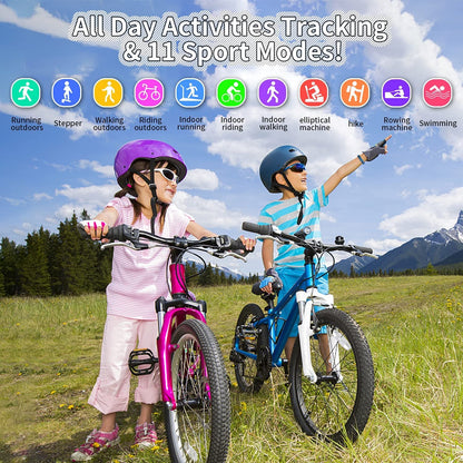 Kids Watch Fitness Tracker, Fitness Watches for Kids, Activity Tracker with Pedometers, Stopwatch, IP68 Waterproof, 11 Sport Modes Smart Watch for Kids Age 6-16 Years Old - Malachi Wallace boutique
