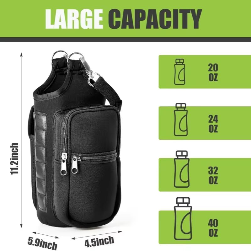 Magnetic Water Bottle Holder Gym Water Bottle Carrier Bag W/ Phone Pocket Handle Shoulder Strap 6 Built-In Magnets Water Bottle - Malachi Wallace boutique