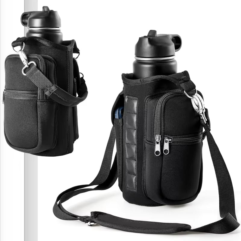 Magnetic Water Bottle Holder Gym Water Bottle Carrier Bag W/ Phone Pocket Handle Shoulder Strap 6 Built-In Magnets Water Bottle - Malachi Wallace boutique