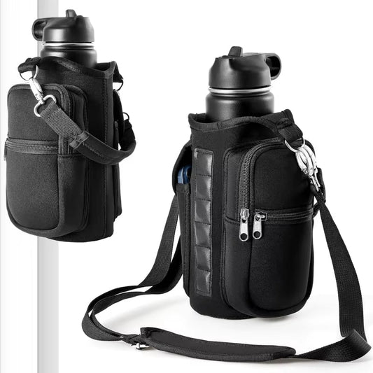 Magnetic Water Bottle Holder Gym Water Bottle Carrier Bag W/ Phone Pocket Handle Shoulder Strap 6 Built-In Magnets Water Bottle - Malachi Wallace boutique