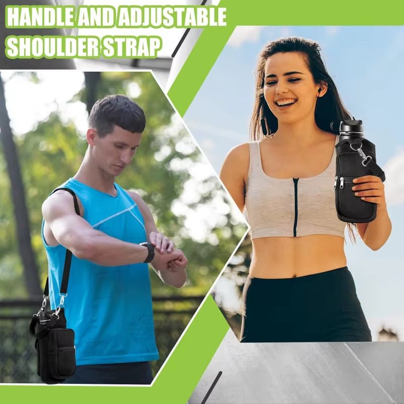 Magnetic Water Bottle Holder Gym Water Bottle Carrier Bag W/ Phone Pocket Handle Shoulder Strap 6 Built-In Magnets Water Bottle - Malachi Wallace boutique