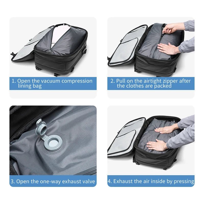Men Travel Backpack Vacuum Compression 17 Inch Laptop Backpack Business Large Capacity School Backpack Expanded Hiking Backpack - Malachi Wallace boutique