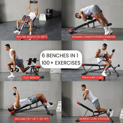 Multi-Functional FID Weight Bench for Full All-In-One Body Workout – Hyper Back Extension, Roman Chair, Adjustable Ab Sit up Bench, Incline Decline Bench, Flat Bench - Malachi Wallace boutique