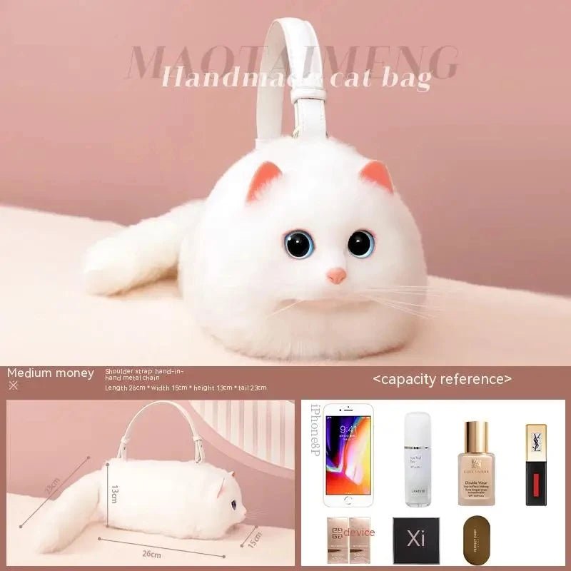 One Shoulder Bag Female Design Small Man Messenger Bag Versatile Hand Made Autumn and Winter Plush Cute Cat Bag - Malachi Wallace boutique