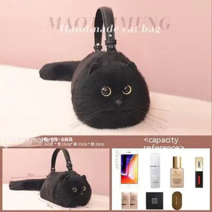 One Shoulder Bag Female Design Small Man Messenger Bag Versatile Hand Made Autumn and Winter Plush Cute Cat Bag - Malachi Wallace boutique