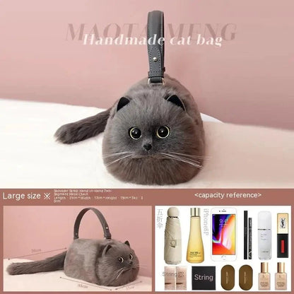 One Shoulder Bag Female Design Small Man Messenger Bag Versatile Hand Made Autumn and Winter Plush Cute Cat Bag - Malachi Wallace boutique