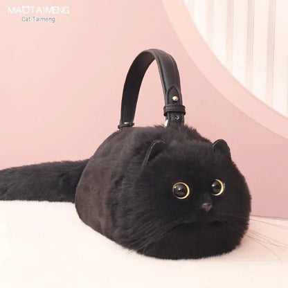 One Shoulder Bag Female Design Small Man Messenger Bag Versatile Hand Made Autumn and Winter Plush Cute Cat Bag - Malachi Wallace boutique