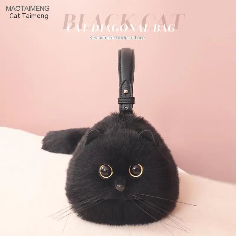One Shoulder Bag Female Design Small Man Messenger Bag Versatile Hand Made Autumn and Winter Plush Cute Cat Bag - Malachi Wallace boutique