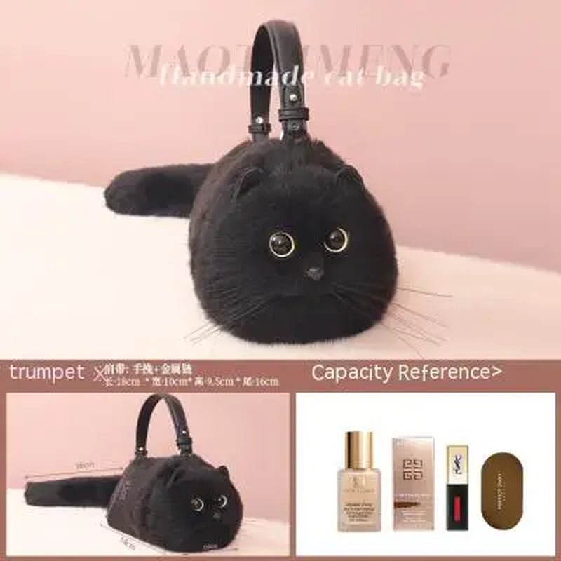 One Shoulder Bag Female Design Small Man Messenger Bag Versatile Hand Made Autumn and Winter Plush Cute Cat Bag - Malachi Wallace boutique