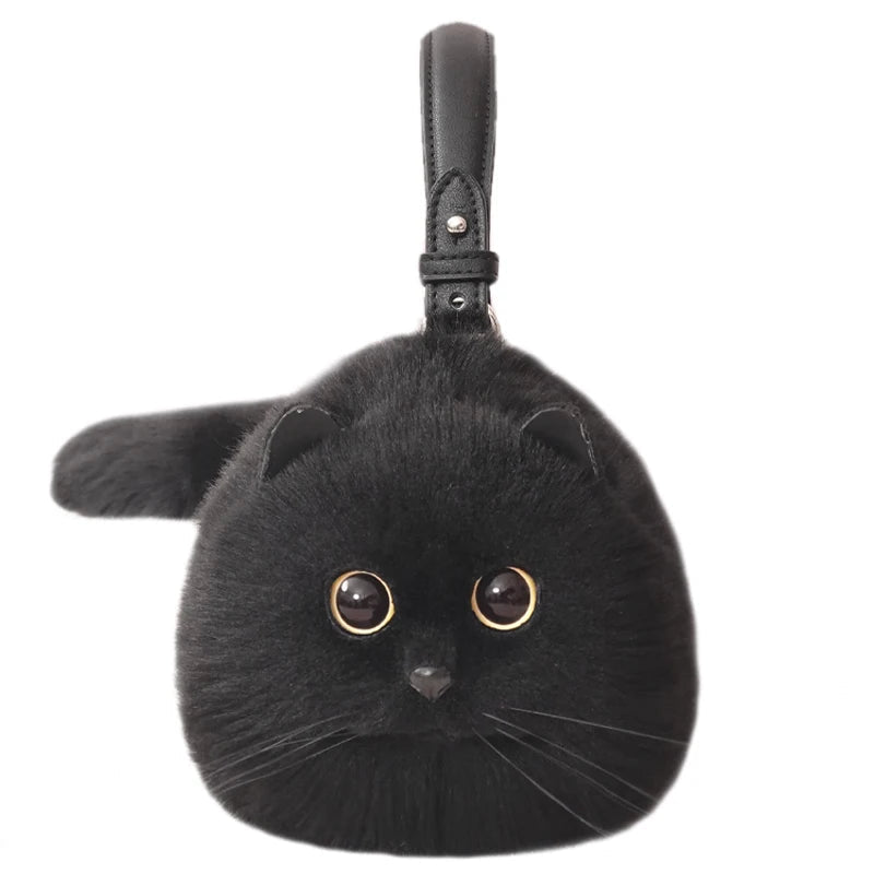 One Shoulder Bag Female Design Small Man Messenger Bag Versatile Hand Made Autumn and Winter Plush Cute Cat Bag - Malachi Wallace boutique