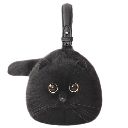 One Shoulder Bag Female Design Small Man Messenger Bag Versatile Hand Made Autumn and Winter Plush Cute Cat Bag - Malachi Wallace boutique