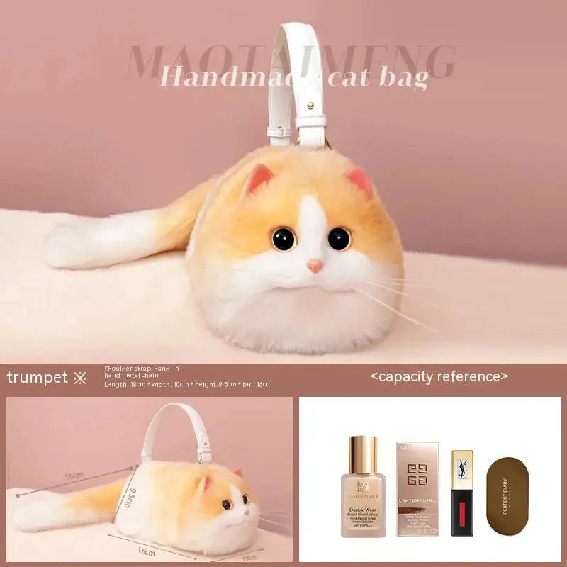 One Shoulder Bag Female Design Small Man Messenger Bag Versatile Hand Made Autumn and Winter Plush Cute Cat Bag - Malachi Wallace boutique