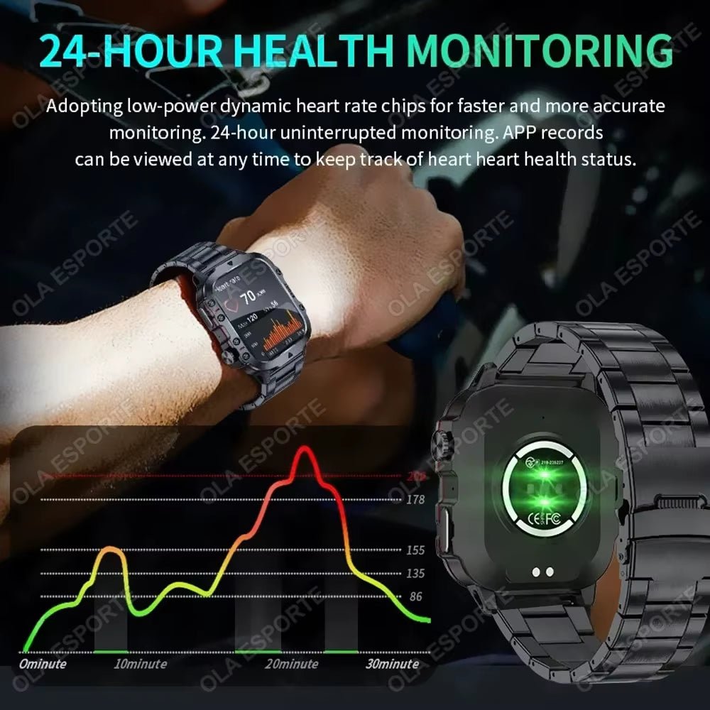 Original Men Smartwatch Flashlight Bluetooth Call Fitness Clock IP68 Waterproof Sports Men for Android IOS Smart Watch 2025 New - Malachi Wallace boutique