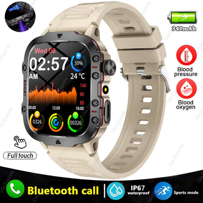 Original Men Smartwatch Flashlight Bluetooth Call Fitness Clock IP68 Waterproof Sports Men for Android IOS Smart Watch 2025 New - Malachi Wallace boutique