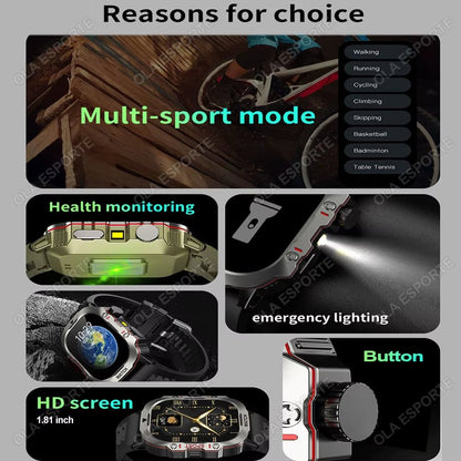 Original Men Smartwatch Flashlight Bluetooth Call Fitness Clock IP68 Waterproof Sports Men for Android IOS Smart Watch 2025 New - Malachi Wallace boutique