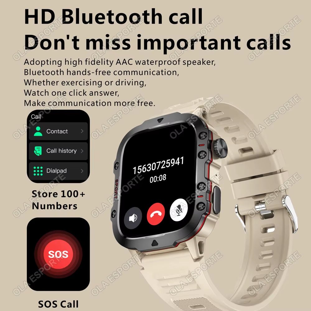 Original Men Smartwatch Flashlight Bluetooth Call Fitness Clock IP68 Waterproof Sports Men for Android IOS Smart Watch 2025 New - Malachi Wallace boutique