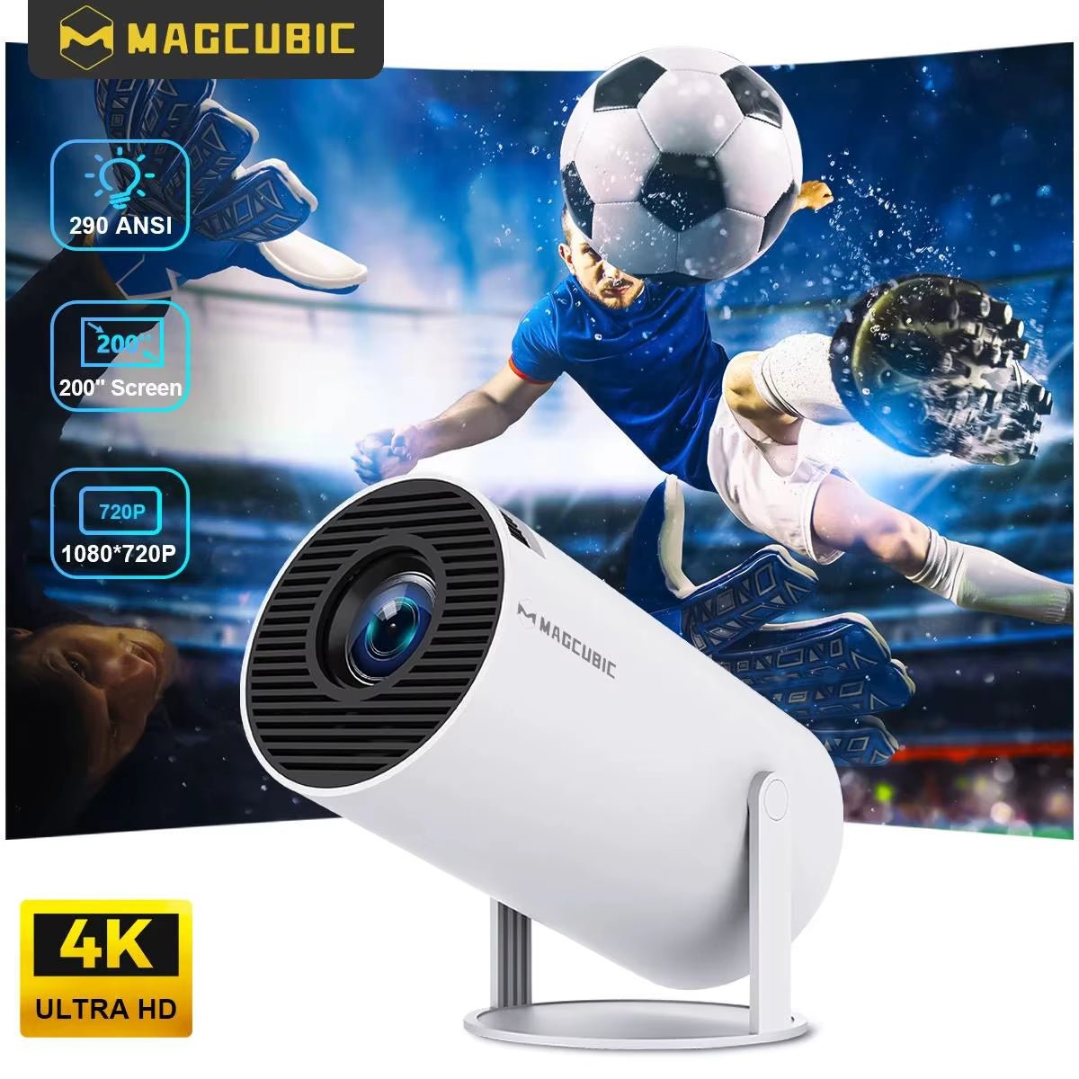 Projector HY300 PRO 8K Android 14 Dual Wifi6 290ANSI Allwinner H726 BT5.4 1080P 1280*720P Home Cinema Outdoor Projetor - Malachi Wallace boutique
