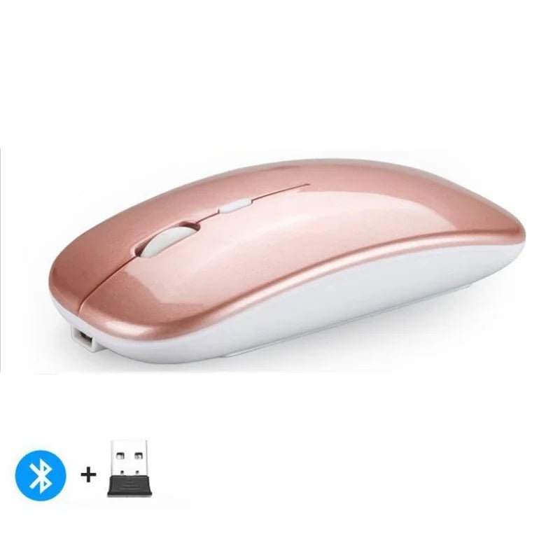Rechargeable Wireless Mouse Bluetooth-Compatible 2.4Ghz Dual Modes Computer Mice with Nano Receiver for PC Laptop Macbook - Malachi Wallace boutique