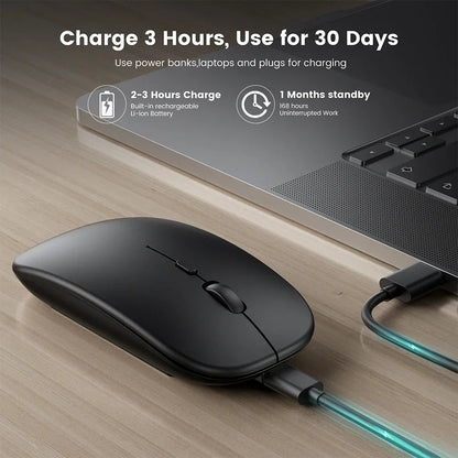 Rechargeable Wireless Mouse Bluetooth-Compatible 2.4Ghz Dual Modes Computer Mice with Nano Receiver for PC Laptop Macbook - Malachi Wallace boutique