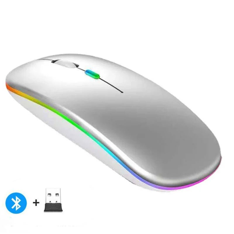 Rechargeable Wireless Mouse Bluetooth-Compatible 2.4Ghz Dual Modes Computer Mice with Nano Receiver for PC Laptop Macbook - Malachi Wallace boutique