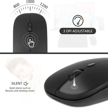 Rechargeable Wireless Mouse Bluetooth-Compatible 2.4Ghz Dual Modes Computer Mice with Nano Receiver for PC Laptop Macbook - Malachi Wallace boutique