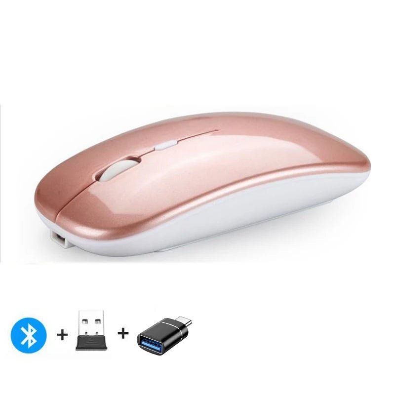 Rechargeable Wireless Mouse Bluetooth-Compatible 2.4Ghz Dual Modes Computer Mice with Nano Receiver for PC Laptop Macbook - Malachi Wallace boutique