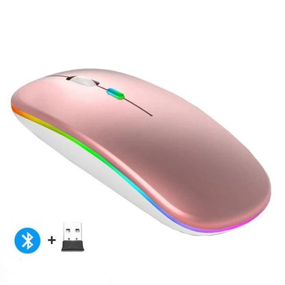 Rechargeable Wireless Mouse Bluetooth-Compatible 2.4Ghz Dual Modes Computer Mice with Nano Receiver for PC Laptop Macbook - Malachi Wallace boutique