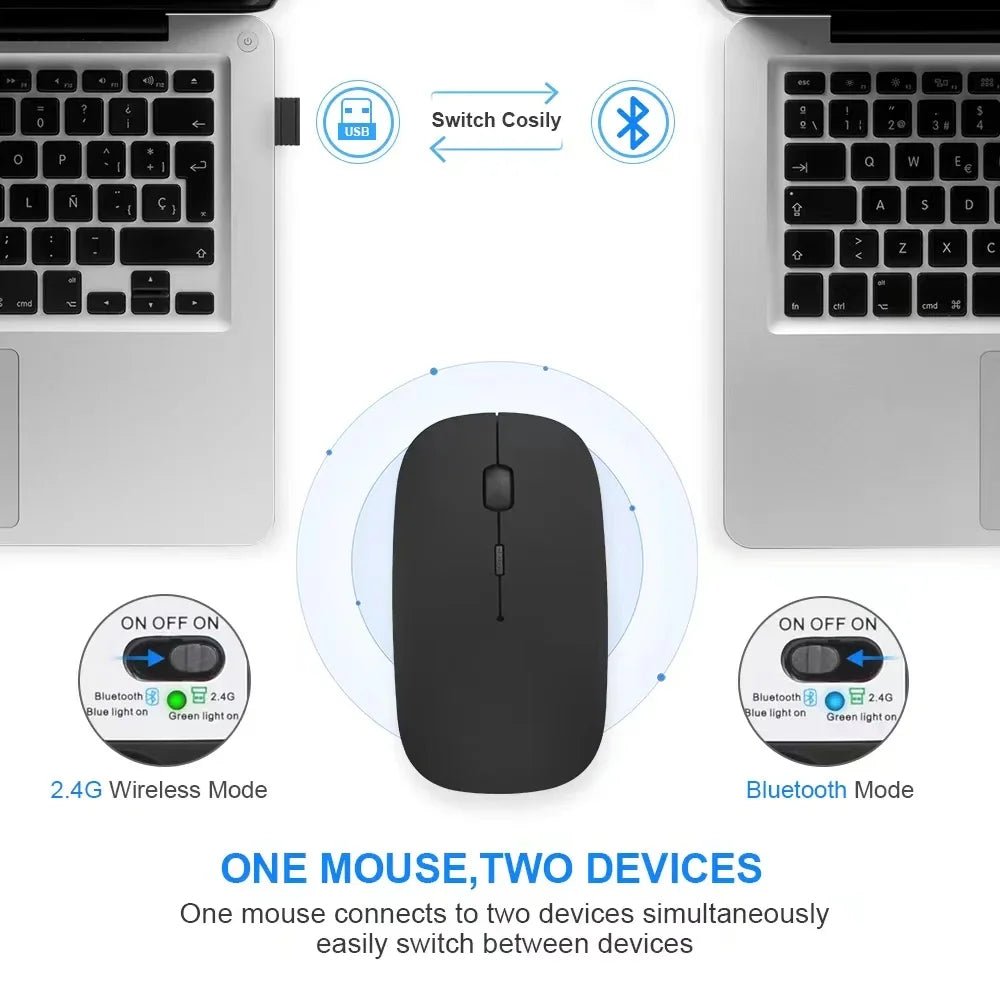 Rechargeable Wireless Mouse Bluetooth-Compatible 2.4Ghz Dual Modes Computer Mice with Nano Receiver for PC Laptop Macbook - Malachi Wallace boutique