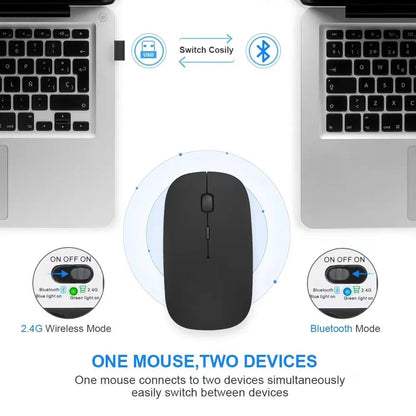 Rechargeable Wireless Mouse Bluetooth-Compatible 2.4Ghz Dual Modes Computer Mice with Nano Receiver for PC Laptop Macbook - Malachi Wallace boutique