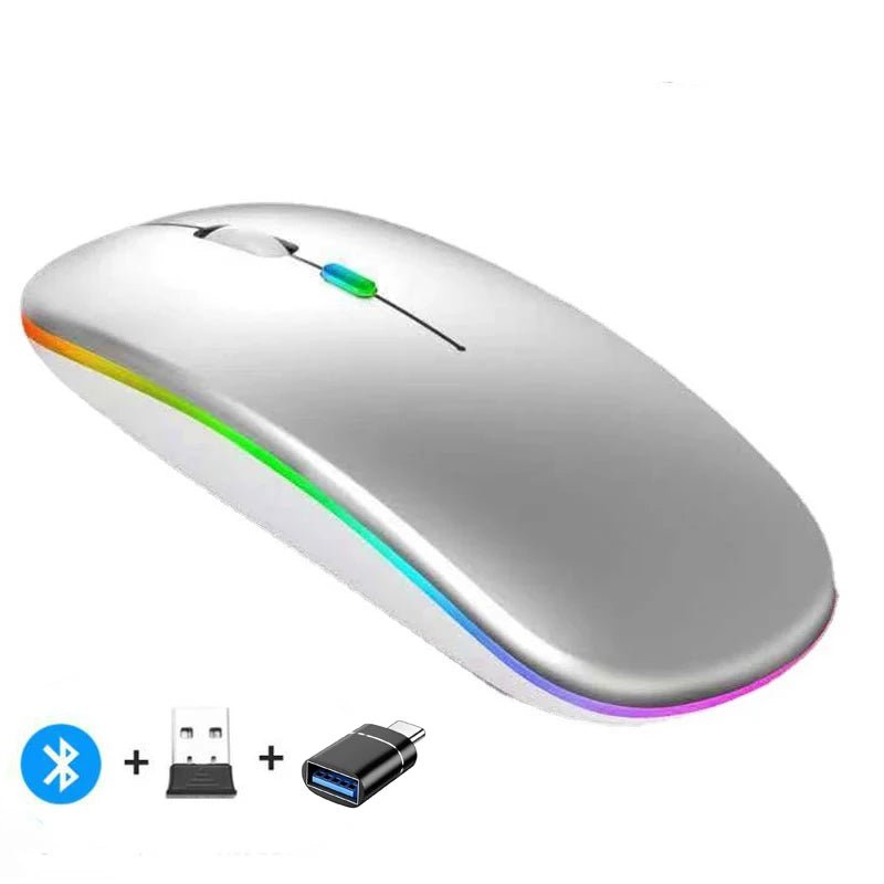 Rechargeable Wireless Mouse Bluetooth-Compatible 2.4Ghz Dual Modes Computer Mice with Nano Receiver for PC Laptop Macbook - Malachi Wallace boutique