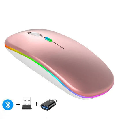 Rechargeable Wireless Mouse Bluetooth-Compatible 2.4Ghz Dual Modes Computer Mice with Nano Receiver for PC Laptop Macbook - Malachi Wallace boutique